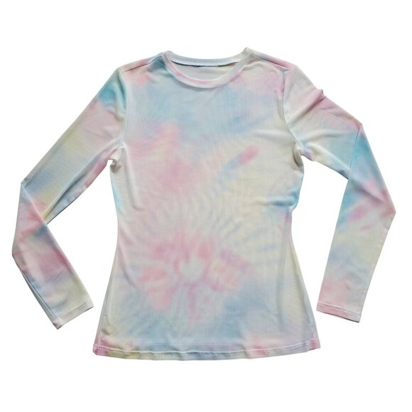 Fairycore Mesh 2-piece Pastel LS Tee over Matching Cami with Rhinestones Size M - Picture 4 of 16